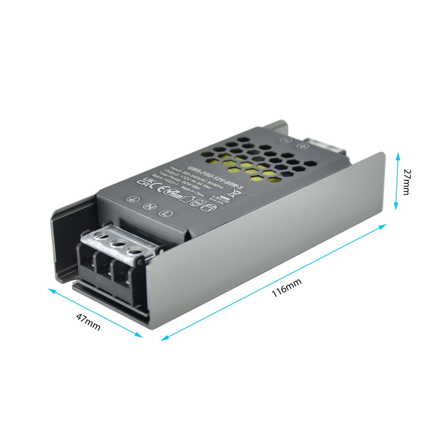 LED Slim Power Supply Transformer DC 12V 60W 5A IP20