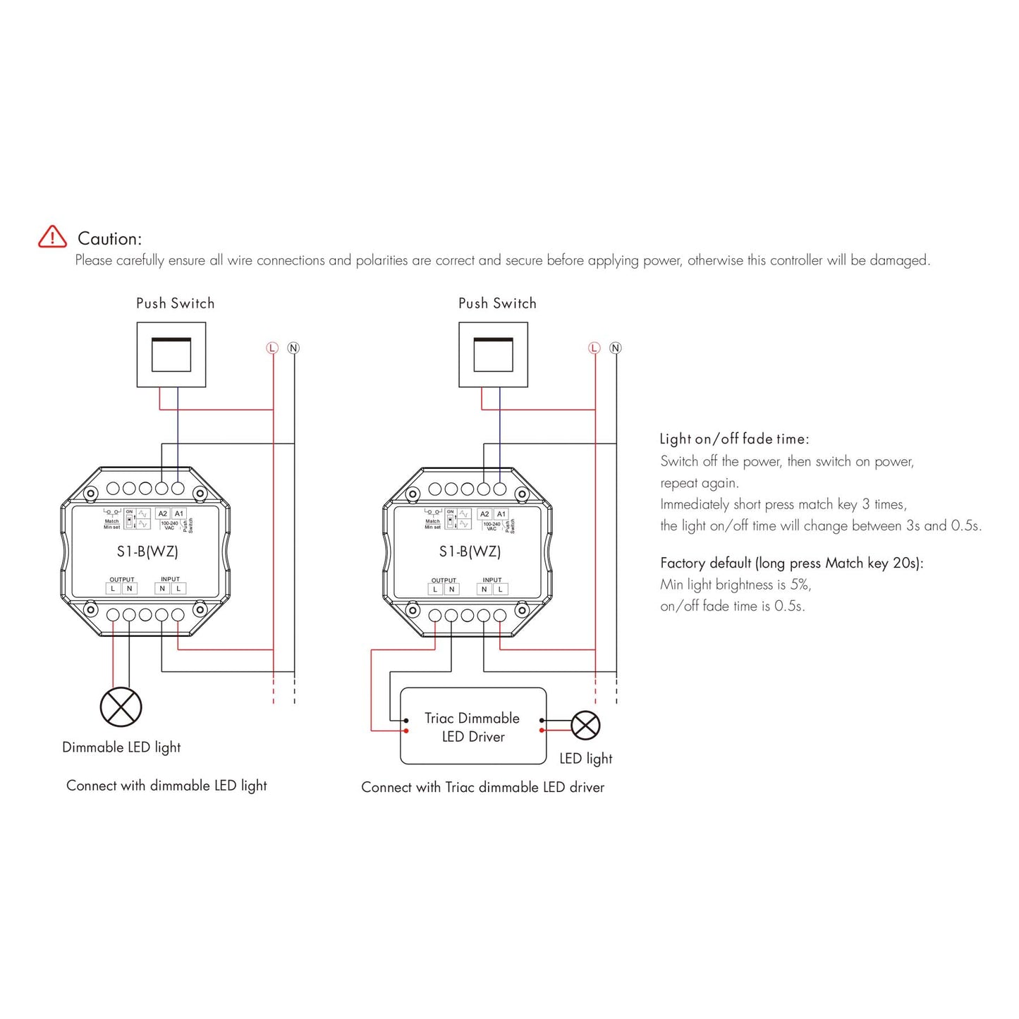 LED AC100-240V Zigbee Triac Dimmer Tuya APP 2.4GHz RF S1-B(WZ)