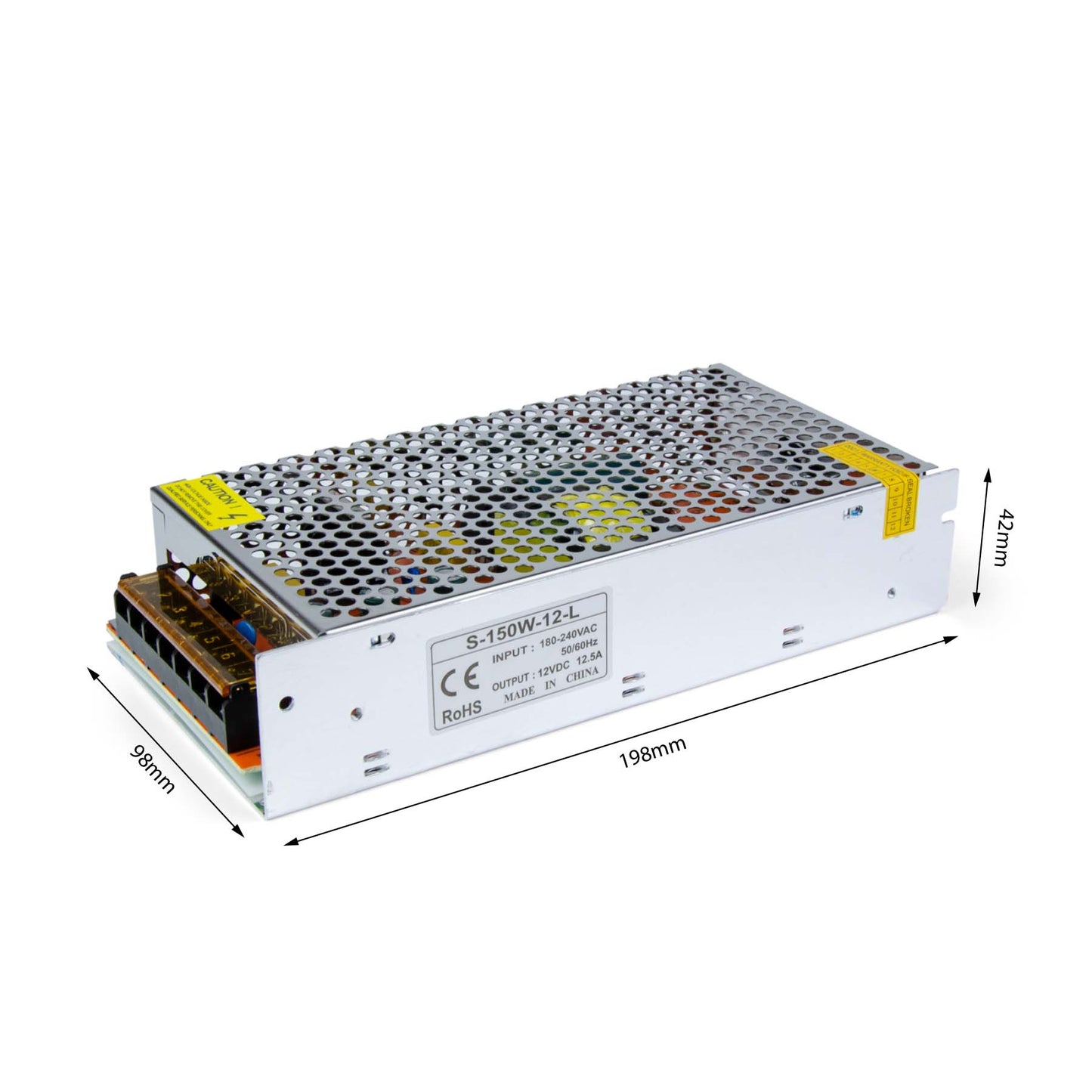 LED Power Supply Transformer DC 12V 150W 12.5A IP20