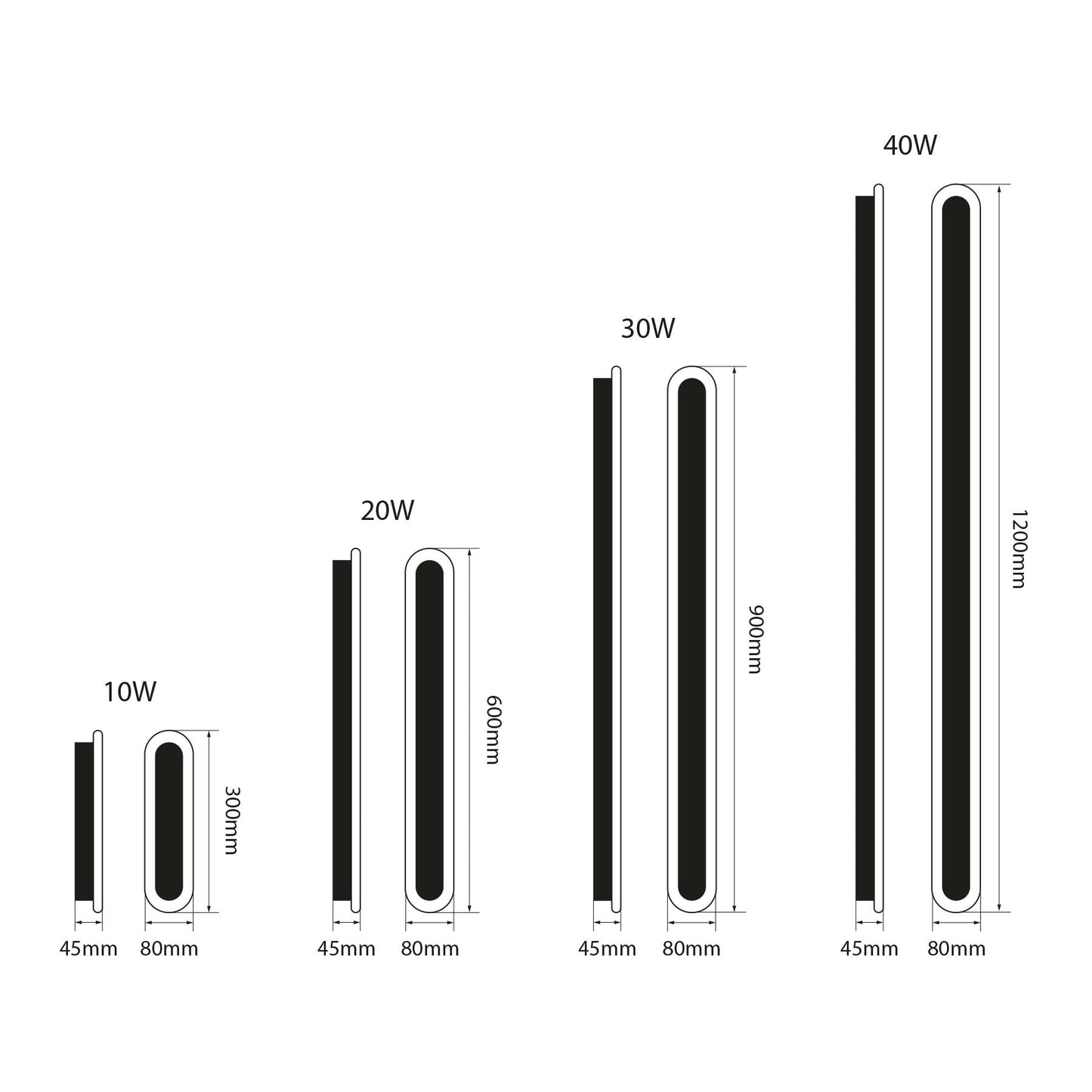 Black LED Oval Linear Wall Light
