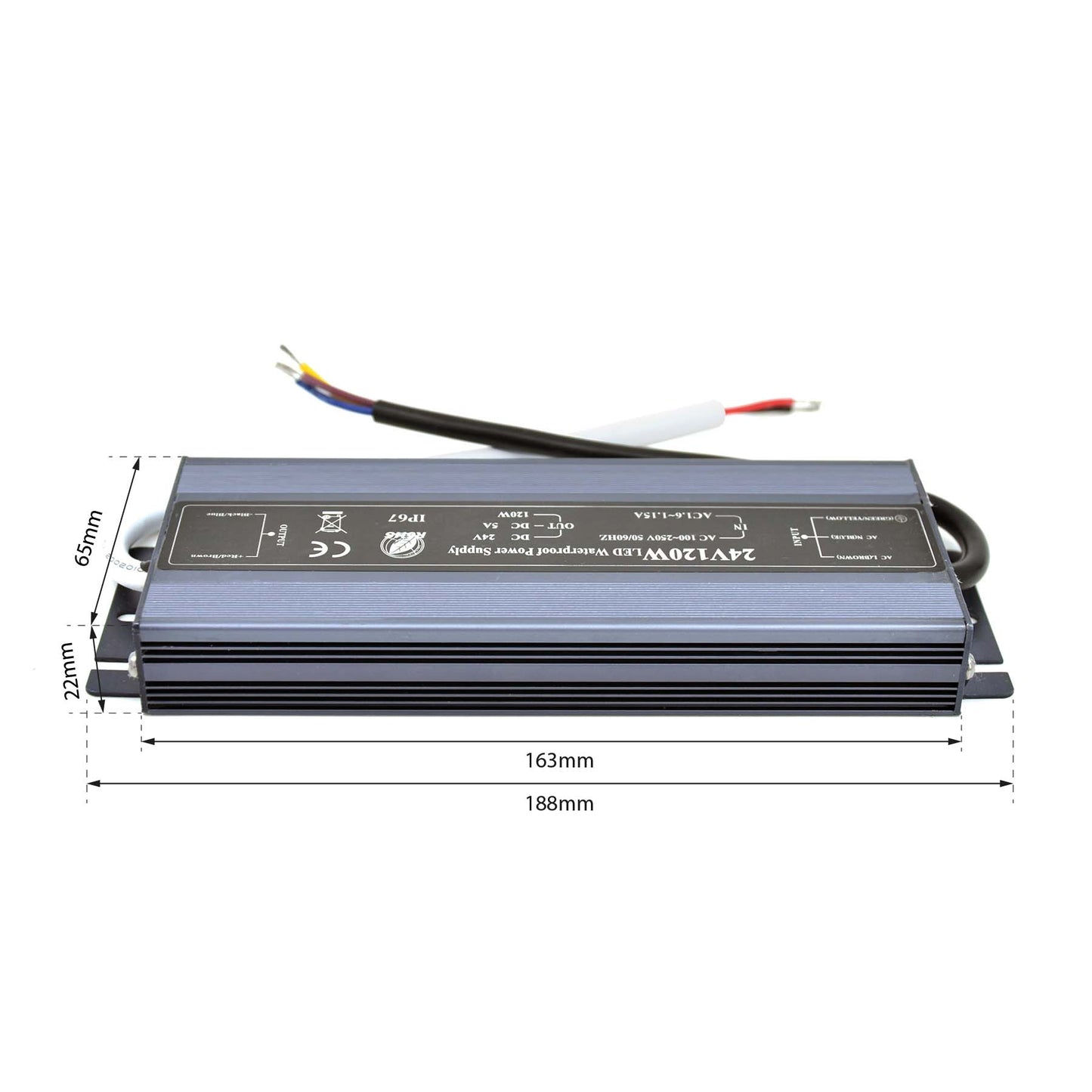 LED Power Supply Transformer DC 24V 120W 5A IP67