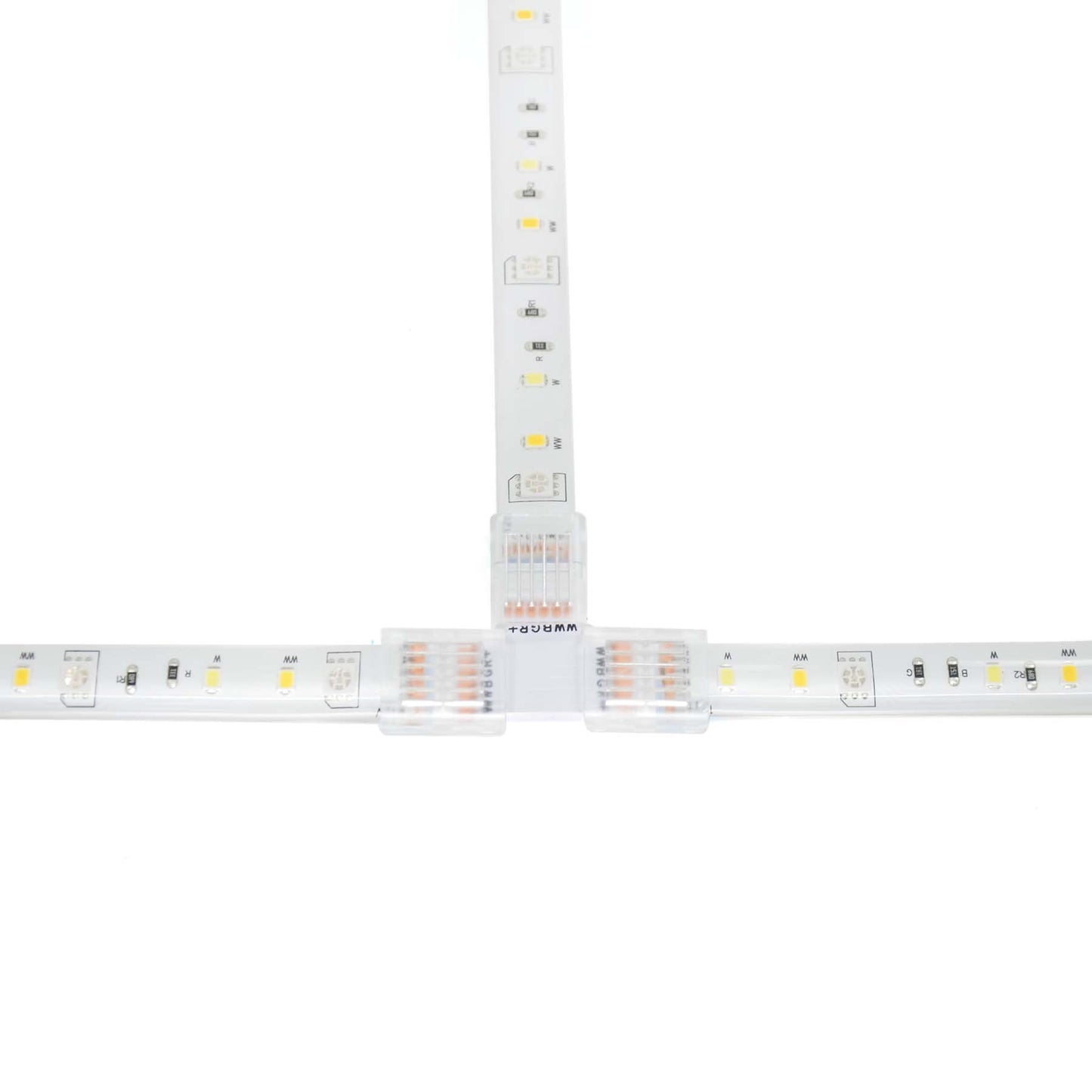 6 Pin Solderless T Shape Connector For RGB+CCT LED Strip Lights