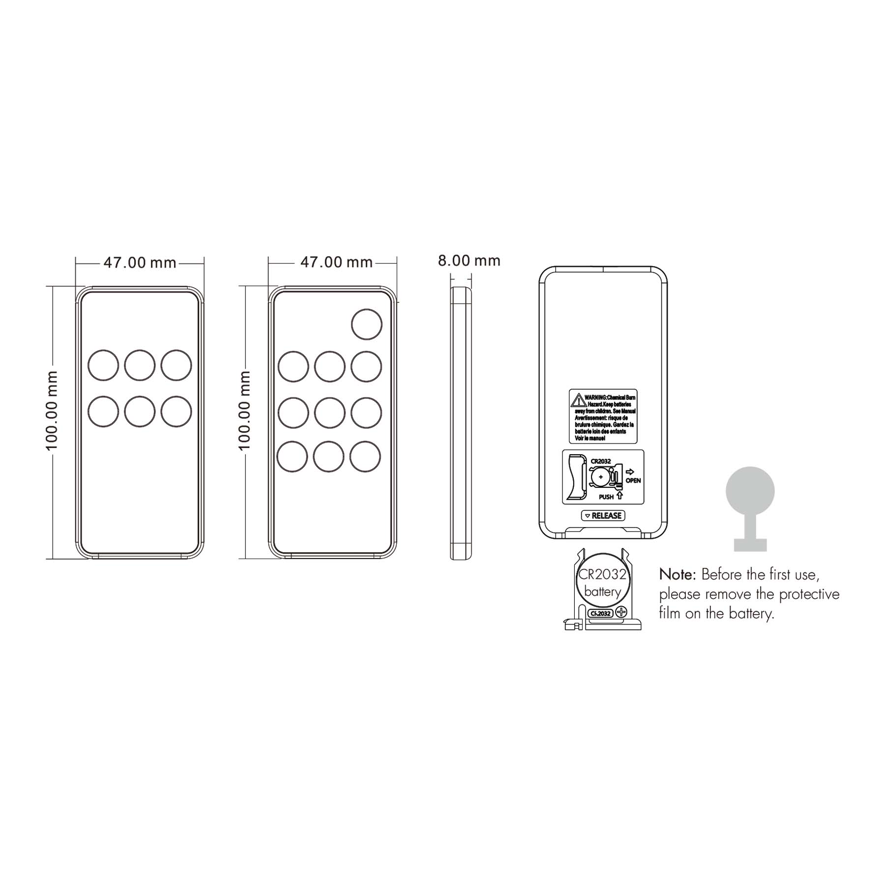  1 Zone CCT Remote Control 2.4GHz RF RM2