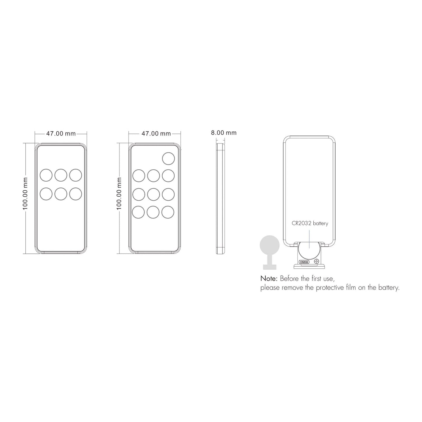  1 Zone Dimming Remote Control 2.4GHz RF RM1