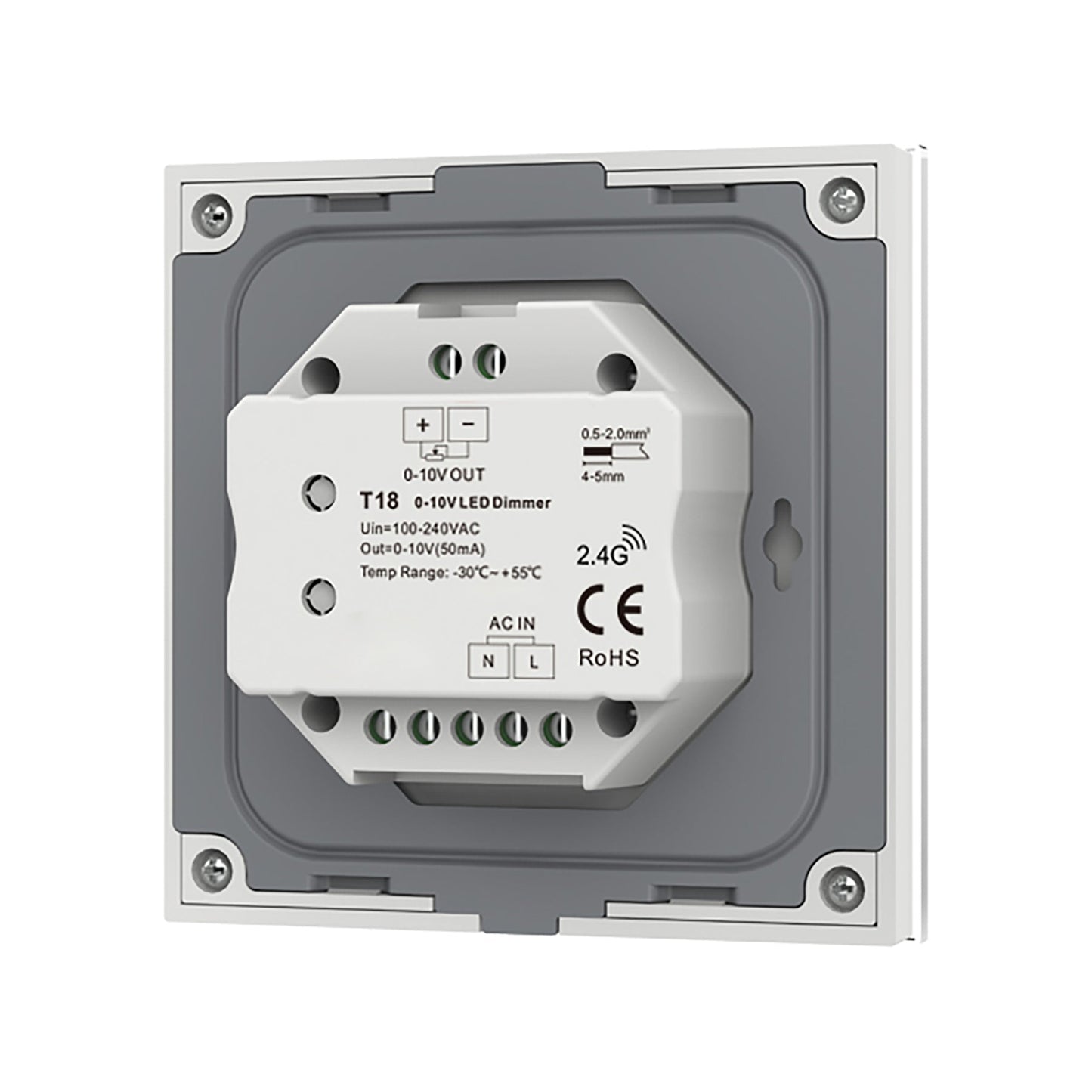  LED 1 Zone 0-10V Dimmer Switch Wall Touch Panel 2.4GHz RF AC100-240V T18