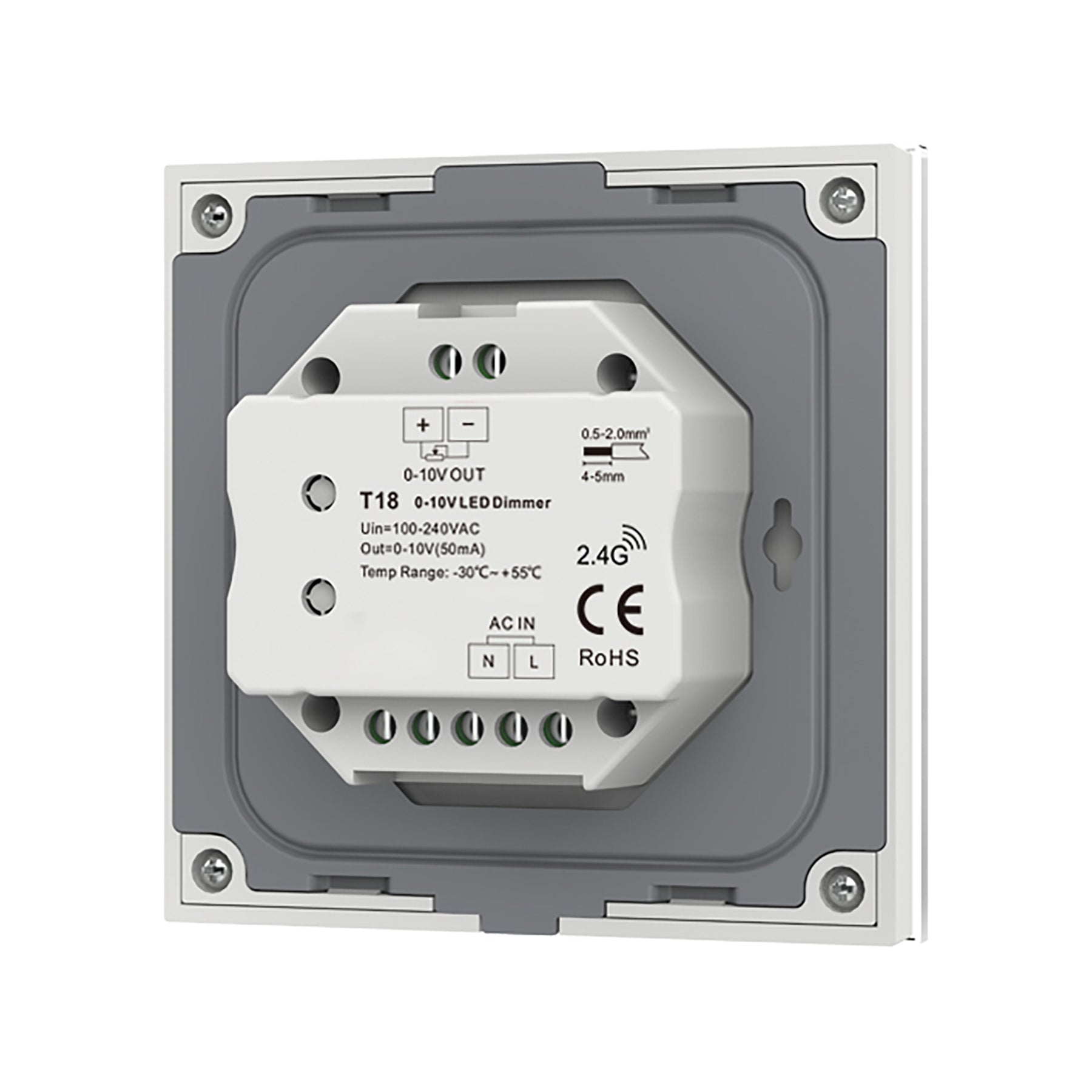  LED 1 Zone 0-10V Dimmer Switch Wall Touch Panel 2.4GHz RF AC100-240V T18