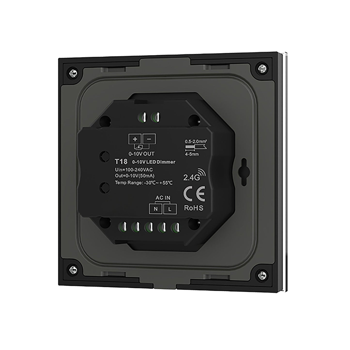  LED 1 Zone 0-10V Dimmer Switch Wall Touch Panel 2.4GHz RF AC100-240V T18