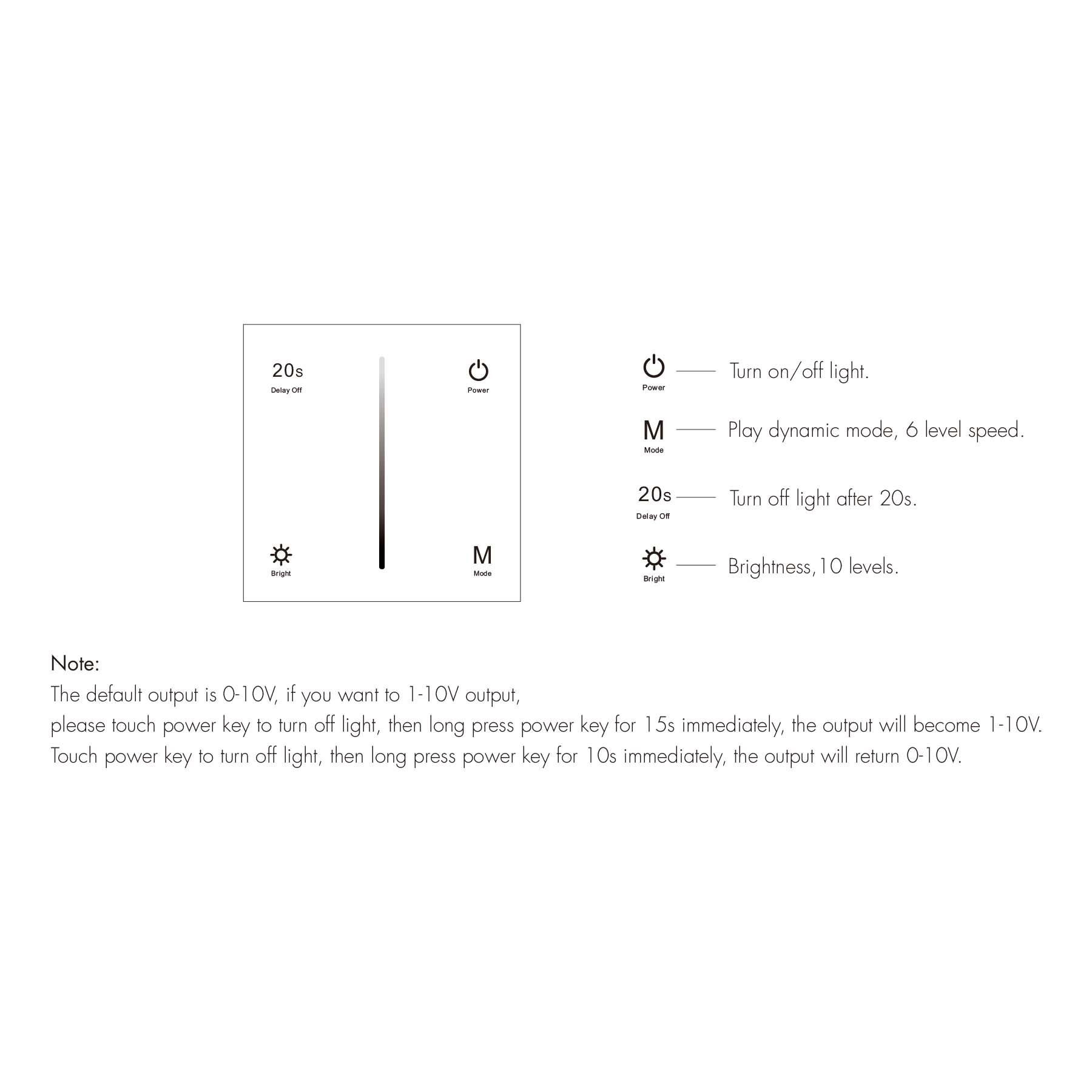  LED 1 Zone 0-10V Dimmer Switch Wall Touch Panel 2.4GHz RF AC100-240V T18