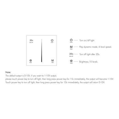  LED 1 Zone 0-10V Dimmer Switch Wall Touch Panel 2.4GHz RF AC100-240V T18