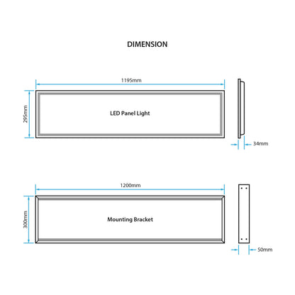  LED UGR Panel Light Surface Mounted 1200x300mm 42W 3CCT White Frame