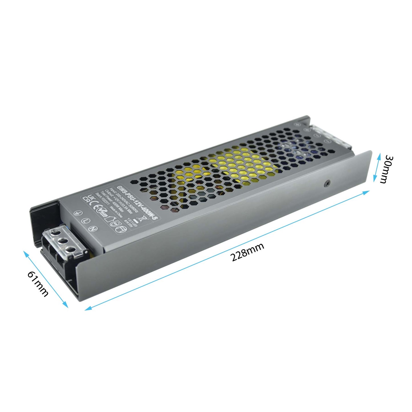  LED Slim Power Supply Transformer DC 12V 400W 33A IP20
