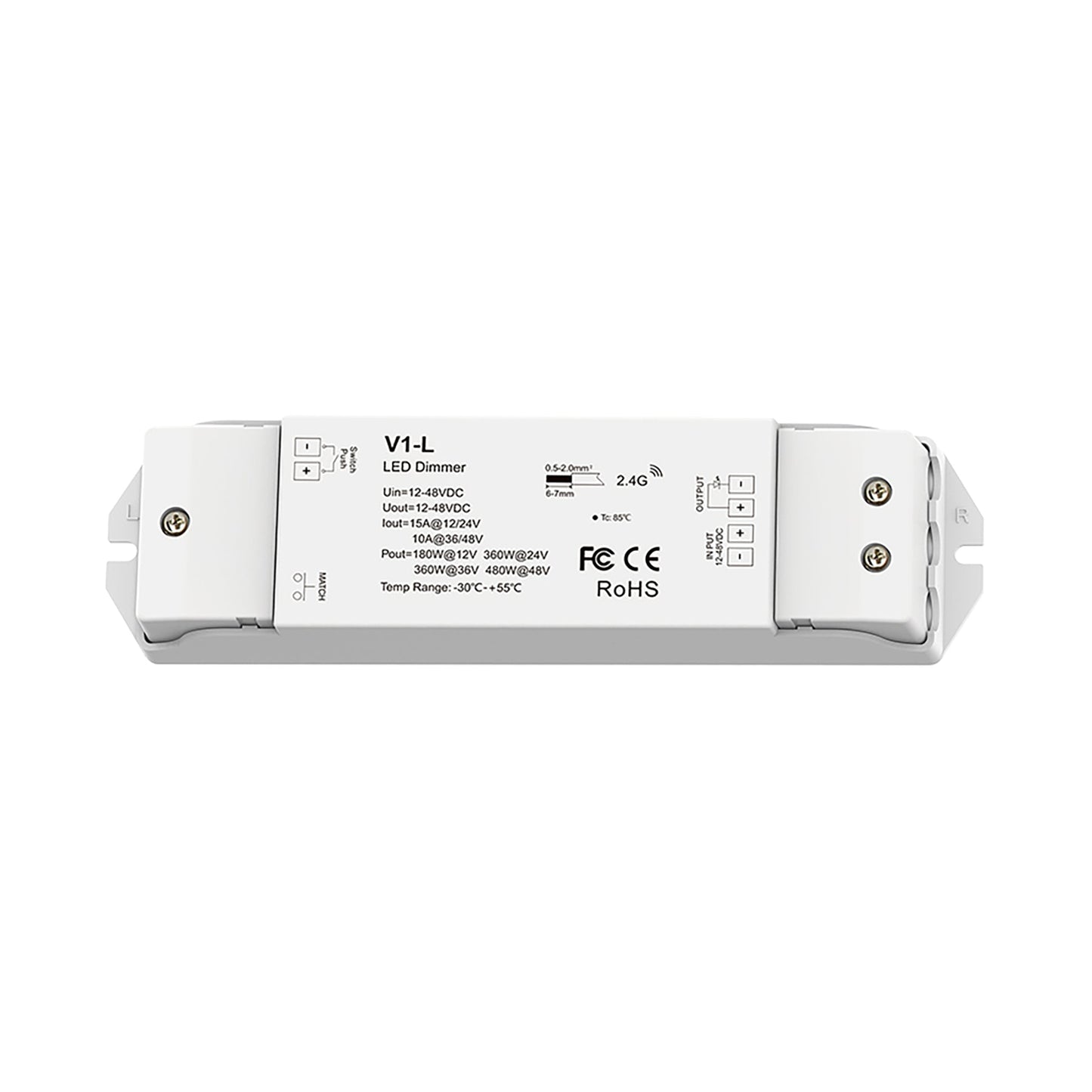  LED 12-48V DC Dimming Controller 1CH*15A 2.4GHz RF V1-L