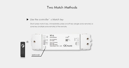  LED 12-48V DC Dimming Controller 1CH*15A 2.4GHz RF V1-L