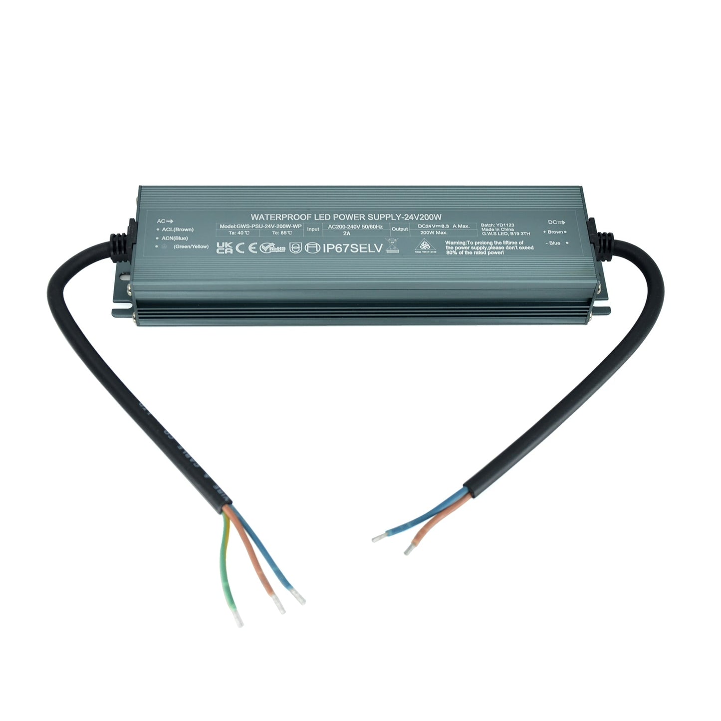  LED Slim Power Supply Transformer DC 24V 200W 8.4A IP67