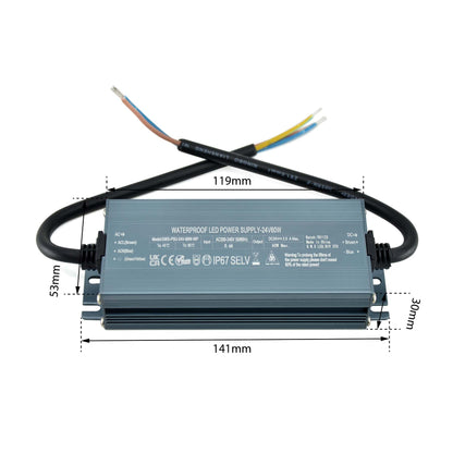  LED Slim Power Supply Transformer DC 24V 60W 2.5A IP67