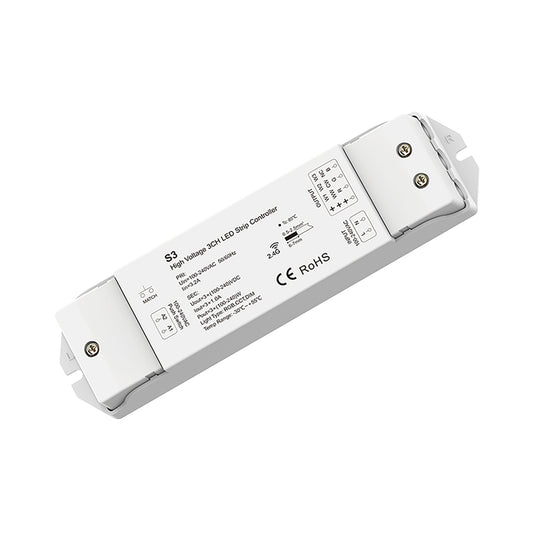  LED 100-240V AC Dimming/CCT/RGB Controller 3CH*1A 2.4GHz RF S3
