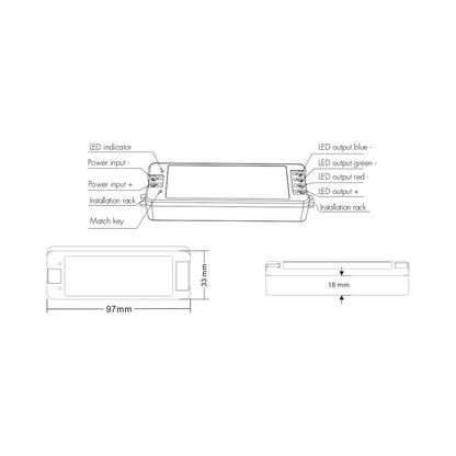  LED 12-24V DC Dimming/CCT/RGB Controller 3CH*4A 2.4GHz RF V3