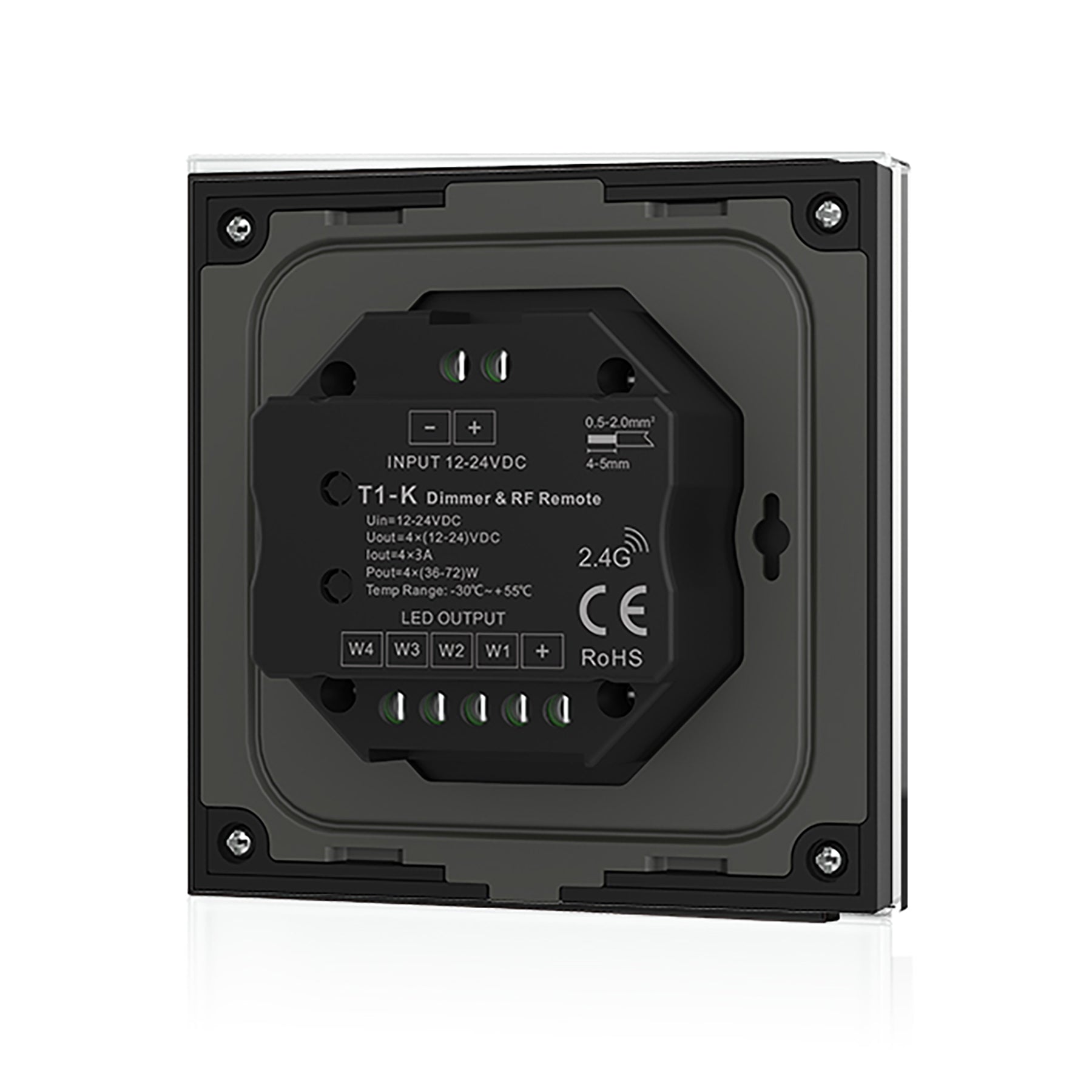  LED 12-48V DC Dimming Controller Rotary Panel 3CH*4A 2.4GHz RF T1-K