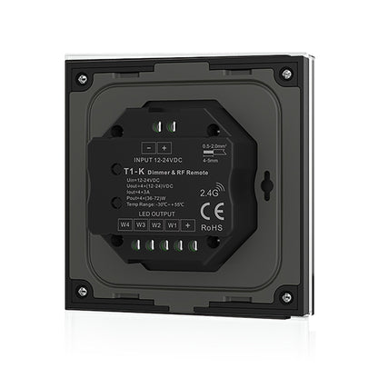  LED 12-48V DC Dimming Controller Rotary Panel 3CH*4A 2.4GHz RF T1-K