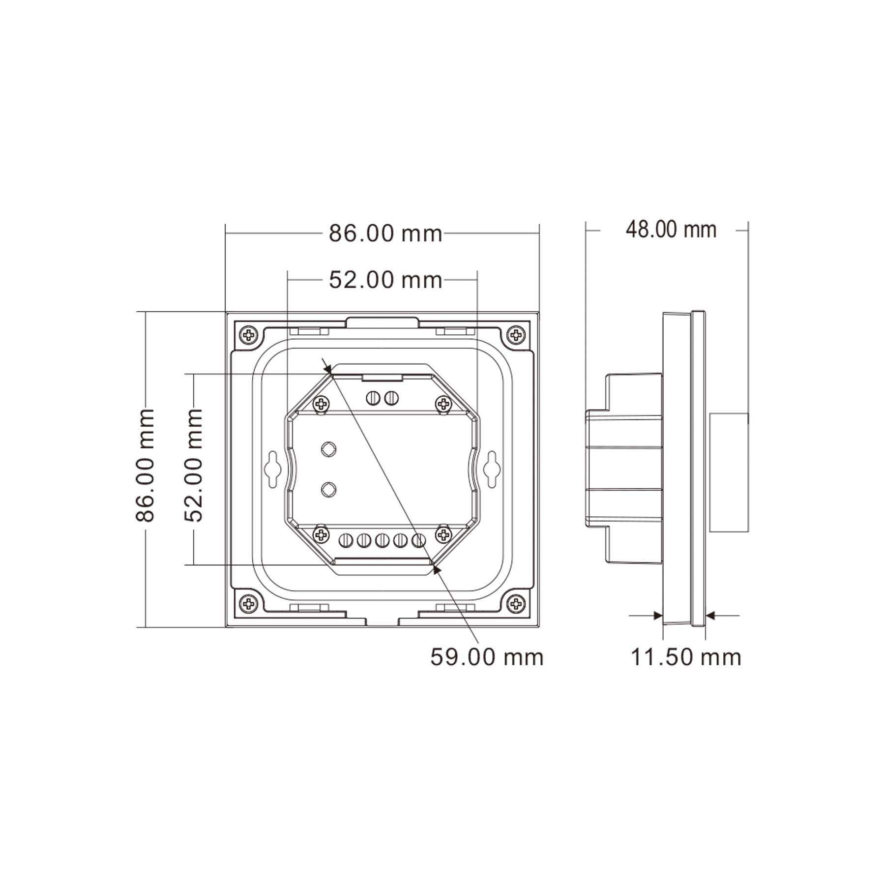  LED 12-48V DC Dimming Controller Rotary Panel 3CH*4A 2.4GHz RF T1-K