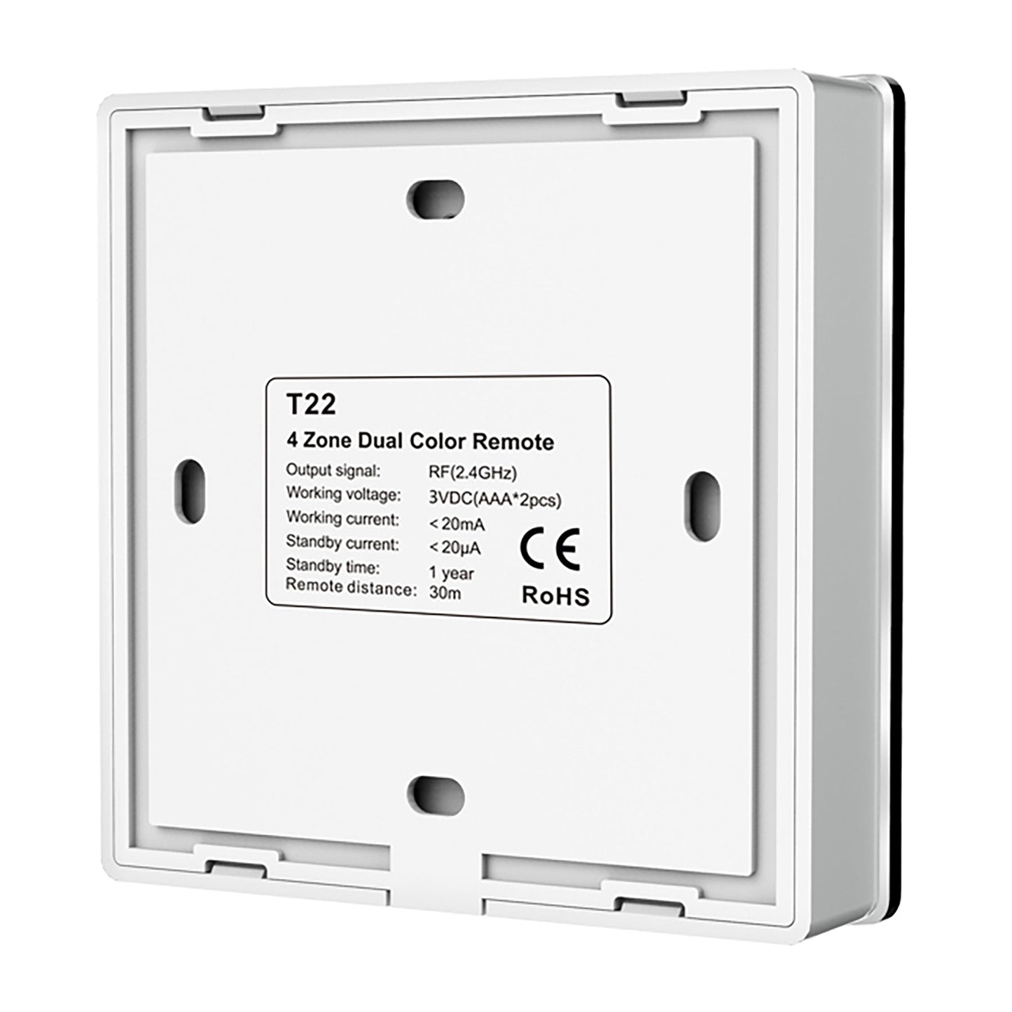  4 Zone CCT Touch Panel Remote Control 2.4GHz RF 2*AAA Battery T22
