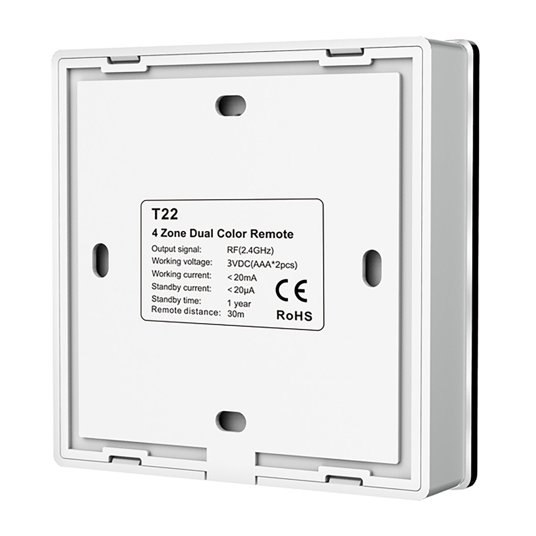  4 Zone CCT Touch Panel Remote Control 2.4GHz RF 2*AAA Battery T22