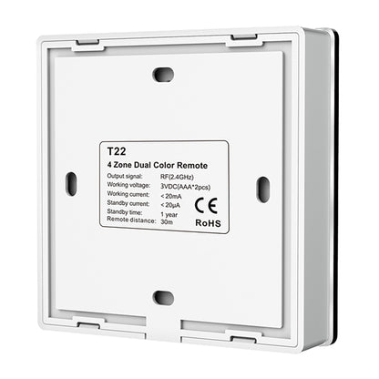  4 Zone CCT Touch Panel Remote Control 2.4GHz RF 2*AAA Battery T22