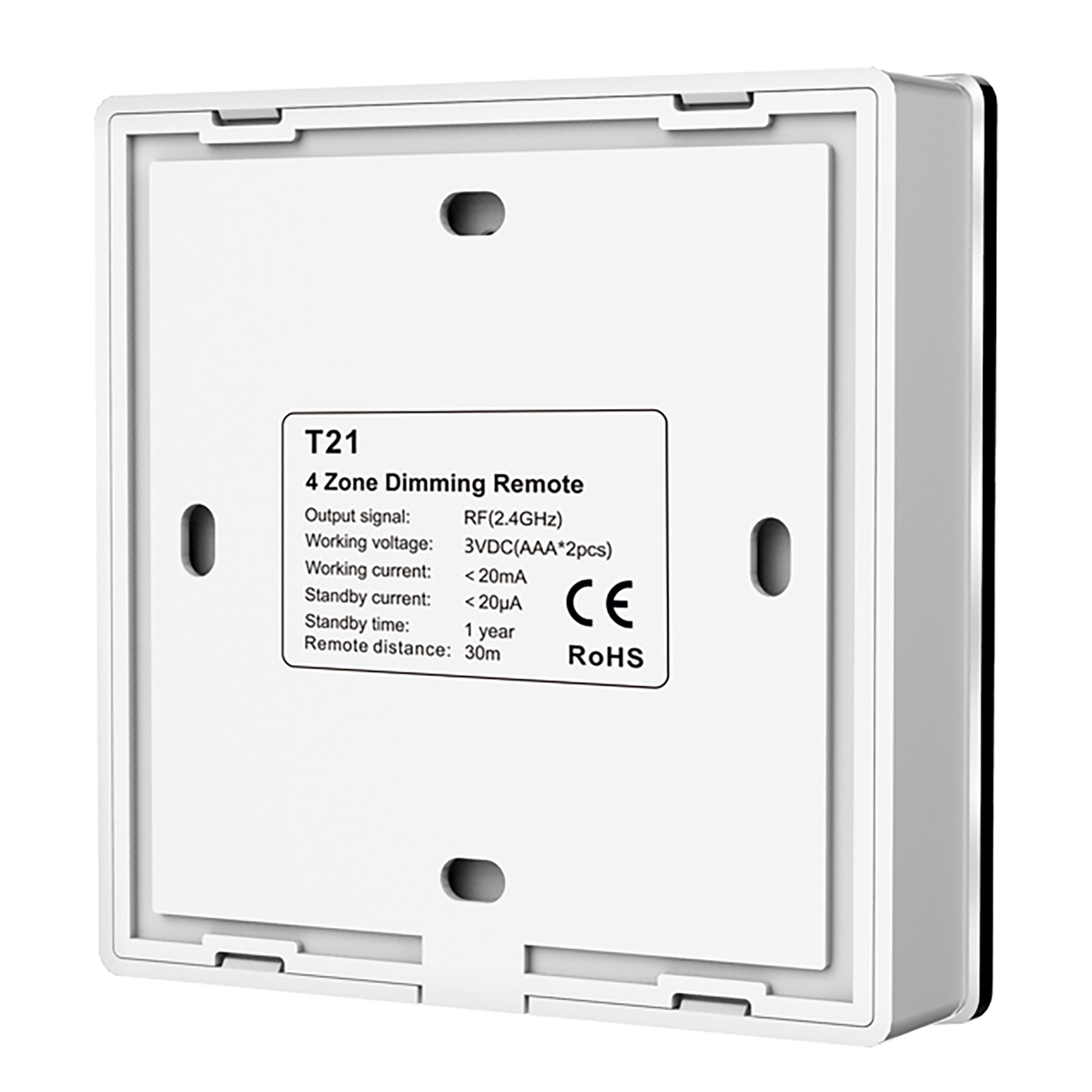  4 Zone Dimming Touch Panel Remote Control 2.4GHz RF 2*AAA Battery T21