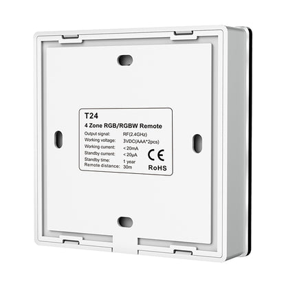  4 Zone RGB/RGBW Touch Panel Remote Control 2.4GHz RF 2*AAA Battery T24
