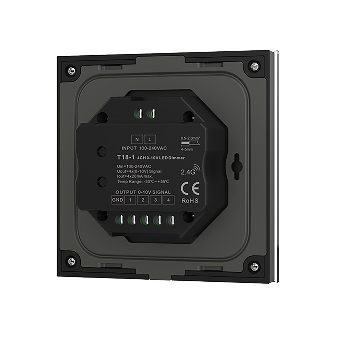  LED 4 Zone 0-10V Dimmer Switch Wall Touch Panel 2.4GHz RF AC100-240V T18-1