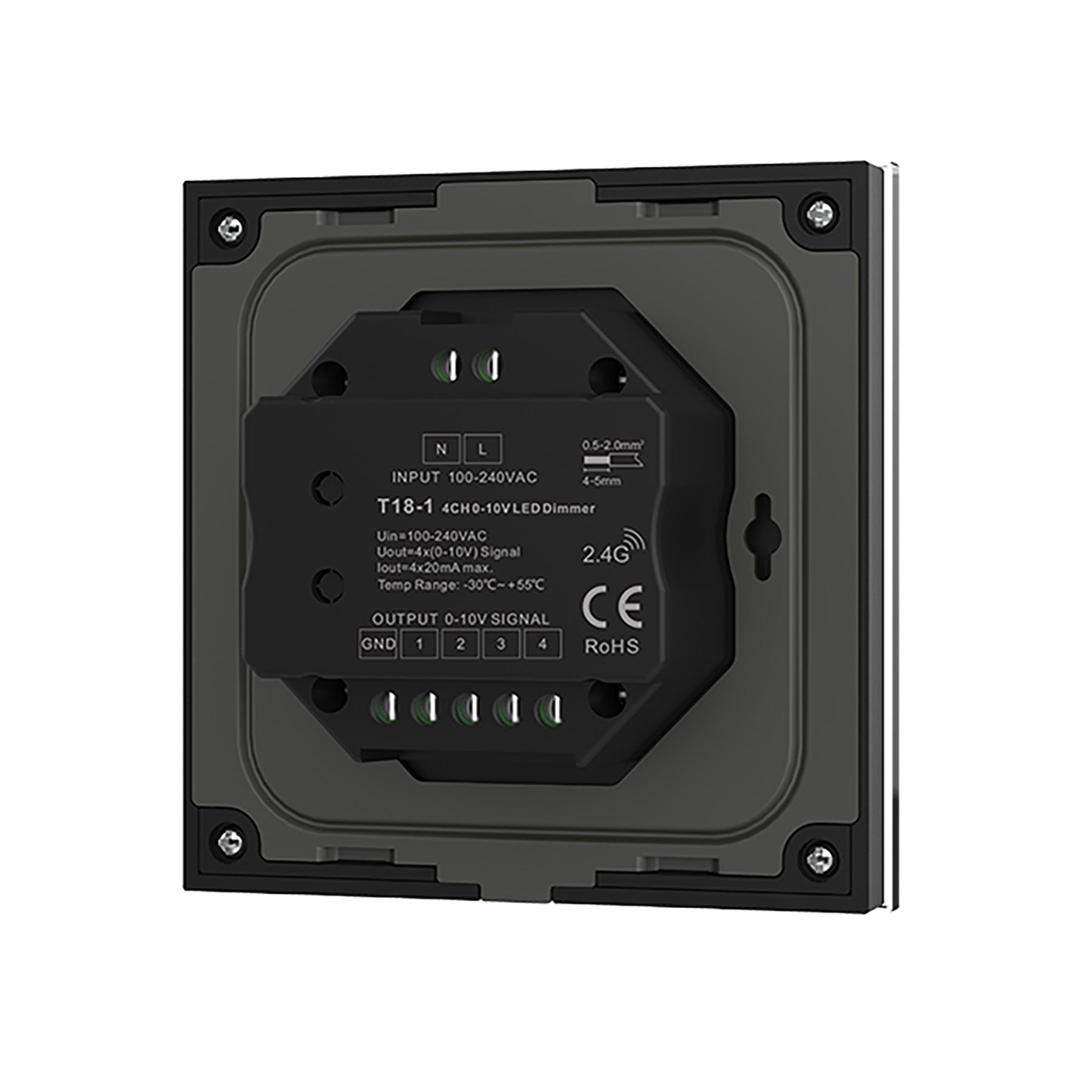 LED 4 Zone 0-10V Dimmer Switch Wall Touch Panel 2.4GHz RF AC100-240V T18-1