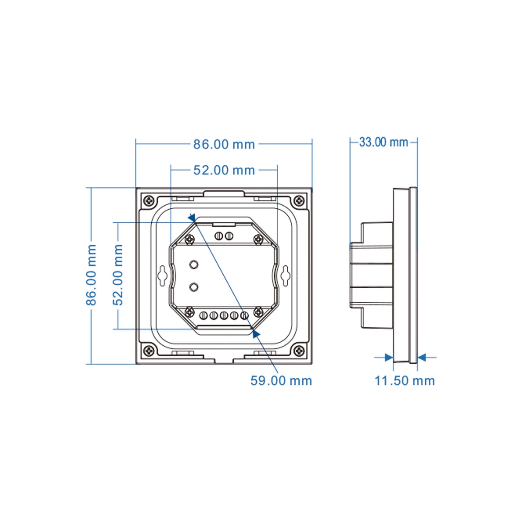  LED 12-24V DC Dimming Controller Touch Panel 4CH*3A 2.4GHz RF T1-1