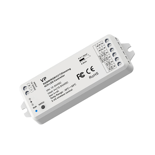  LED 12-24V DC Dimming/CCT/RGB/RGBW Controller 4CH*4A 2.4GHz RF VP