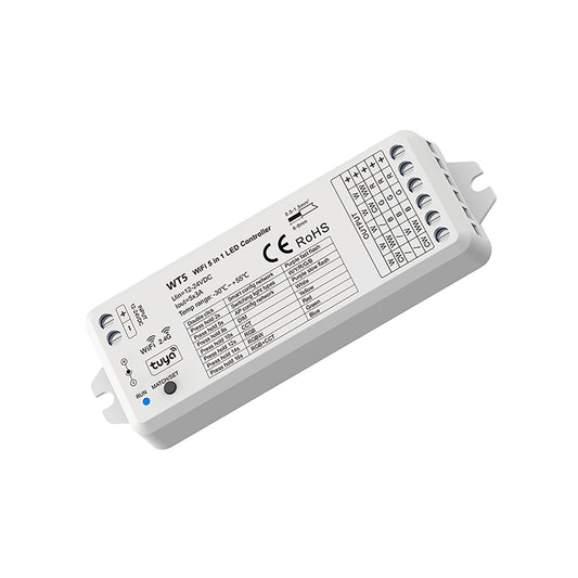  LED 12-24V DC 5 In 1 Wifi Controller Tuya APP 5CH*3A 2.4GHz RF WT5