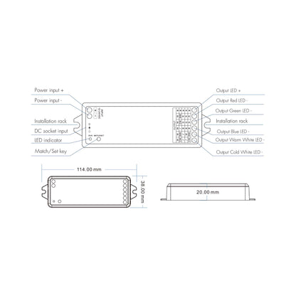  LED 12-24V DC 5 In 1 Zigbee Controller Tuya APP 5CH*3A 2.4GHz RF WZ5