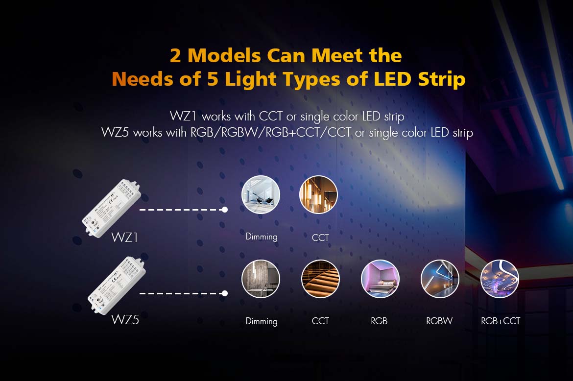  LED 12-24V DC 5 In 1 Zigbee Controller Tuya APP 5CH*3A 2.4GHz RF WZ5