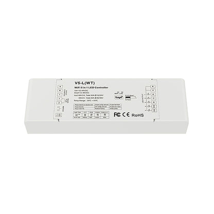  LED 12-48V DC 5 In 1 Wifi Controller Tuya APP 5CH*6A 2.4GHz RF V5-L(WT)