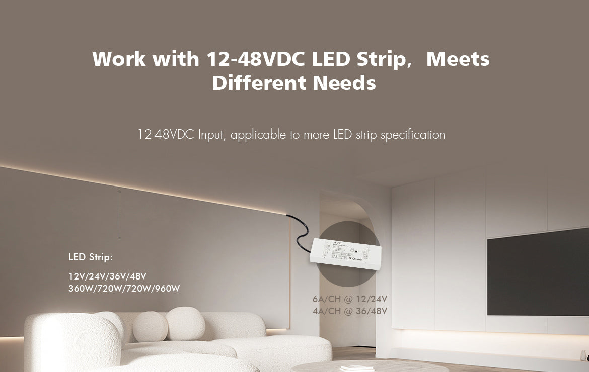  LED 12-48V DC 5 In 1 Wifi Controller Tuya APP 5CH*6A 2.4GHz RF V5-L(WT)