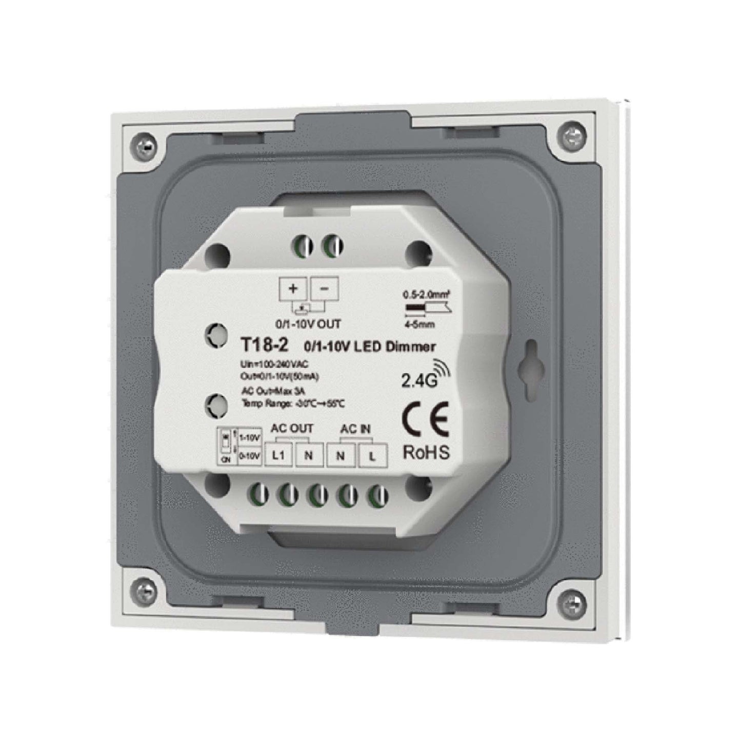  LED 0/1-10V Dimmer Switch Wall Rotary Panel 2.4GHz RF AC100-240V T18-2