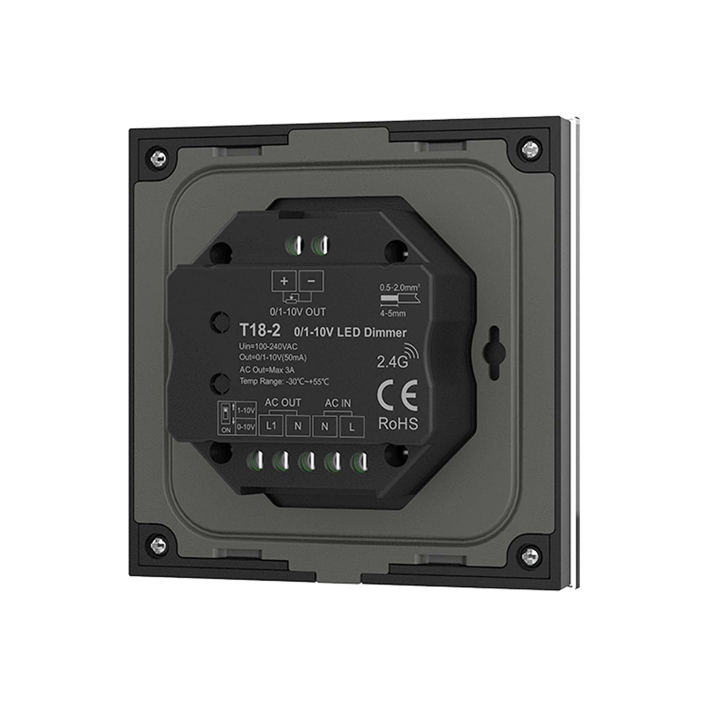  LED 0/1-10V Dimmer Switch Wall Rotary Panel 2.4GHz RF AC100-240V T18-2