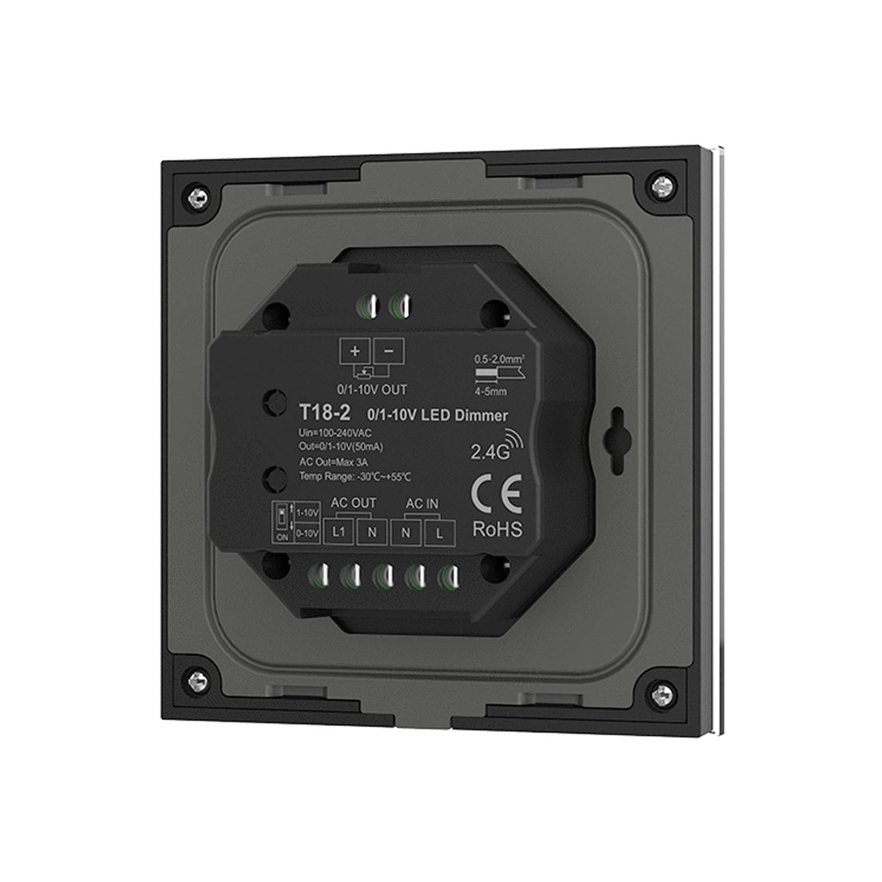  LED 0/1-10V Dimmer Switch Wall Rotary Panel 2.4GHz RF AC100-240V T18-2