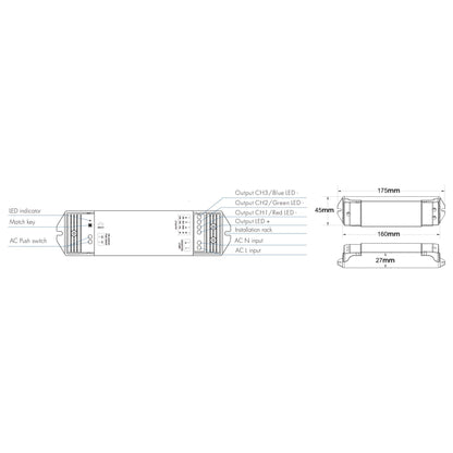  LED 100-240V AC Dimming/CCT/RGB Wifi Controller Tuya APP 2.4GHz RF S3(WT)