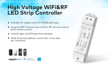  LED 100-240V AC Dimming/CCT/RGB Wifi Controller Tuya APP 2.4GHz RF S3(WT)