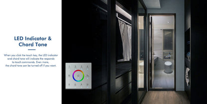  LED 100-240V AC Dimming/CCT/RGB Controller S3 + 4 Zone Panel Remote Control 100-240V AC Input T14-1