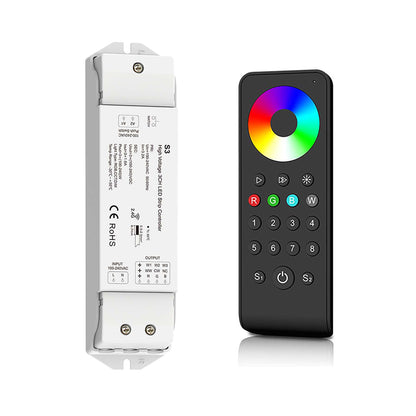  LED 100-240V AC Dimming/CCT/RGB Controller S3 + 8 Zone Remote Control RS8