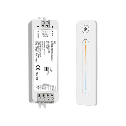  LED 12-24V DC Dimming/CCT Controller V2 + 1 Zone Remote Control R12