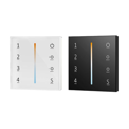  LED 12-24V DC Dimming/CCT Controller V2 + 4 Zone Panel Remote Control 100-240V AC Input T12-1