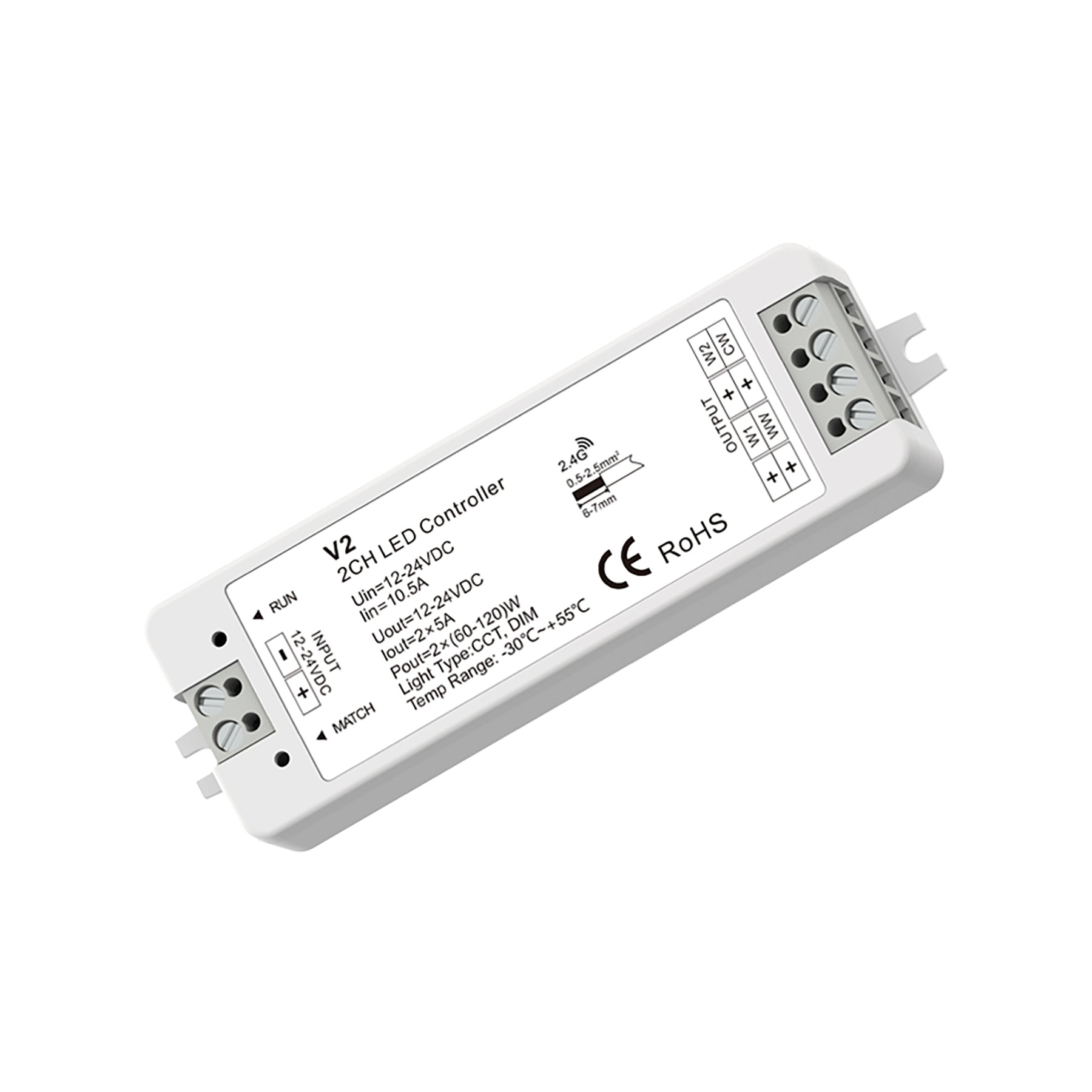  LED 12-24V DC Dimming/CCT Controller V2 + 8 Zone Remote Control RT8C