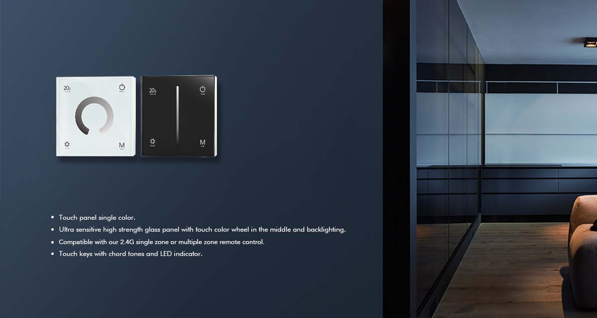  LED 12-24V DC Dimming Controller Touch Panel 4CH*3A 2.4GHz RF T1-1