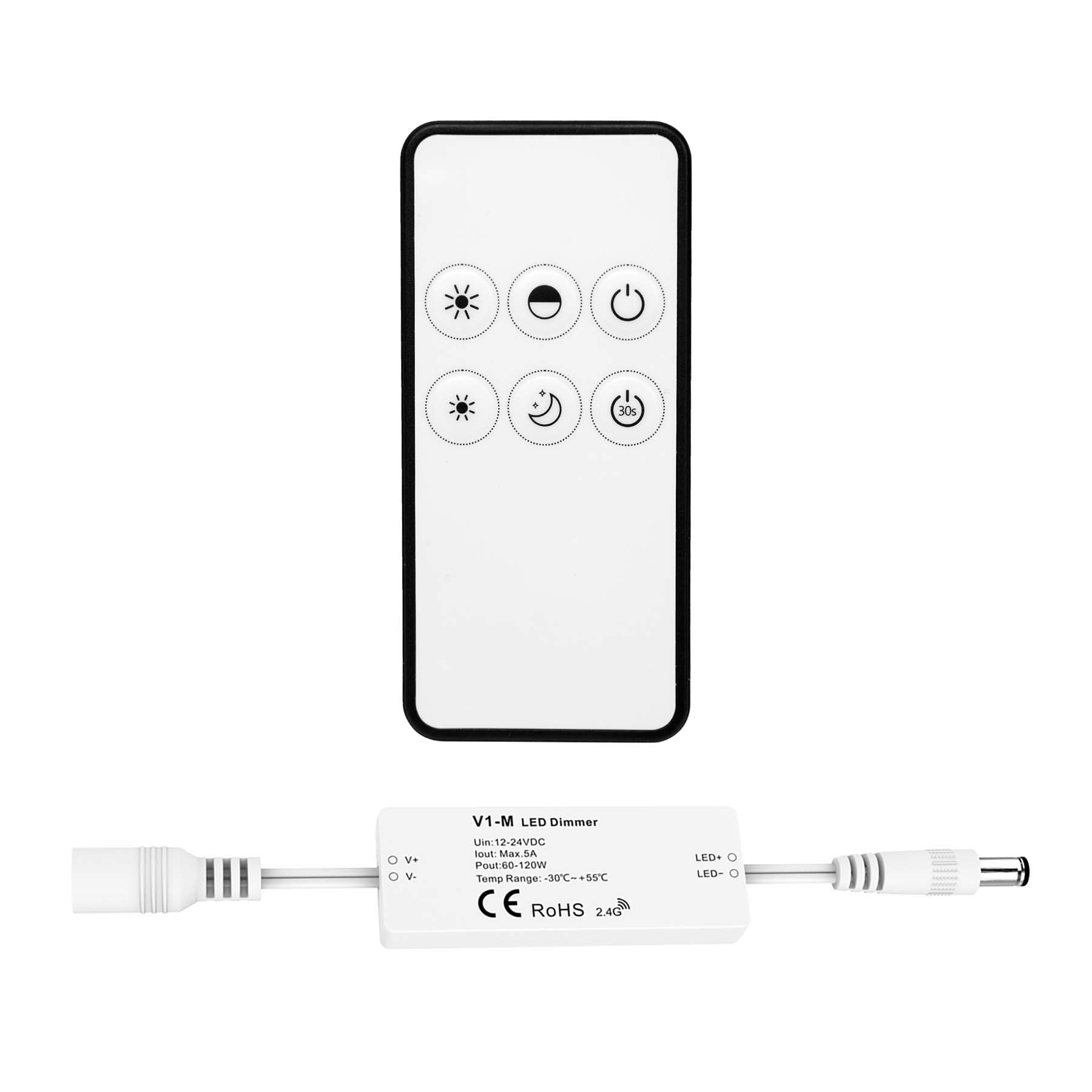  LED 12-24V DC Dimming Controller V1-M(D) + 1 Zone Remote Control RM1